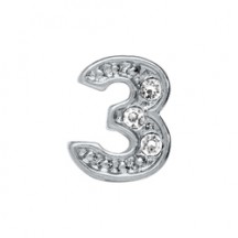 CRYSTAL SILVER NUMBER 3 CHARM
